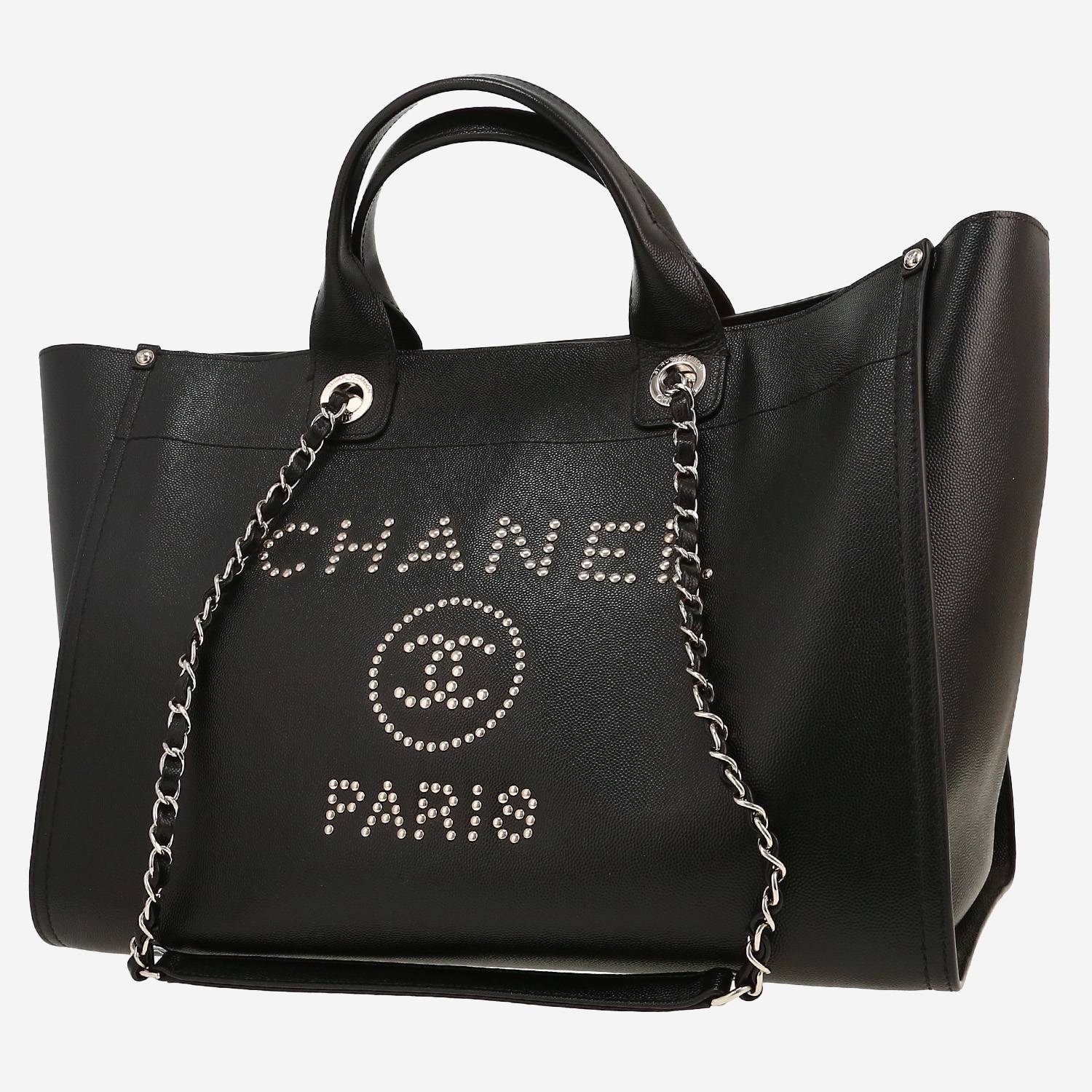 Chanel  Deauville shopping bag  in black grained leather