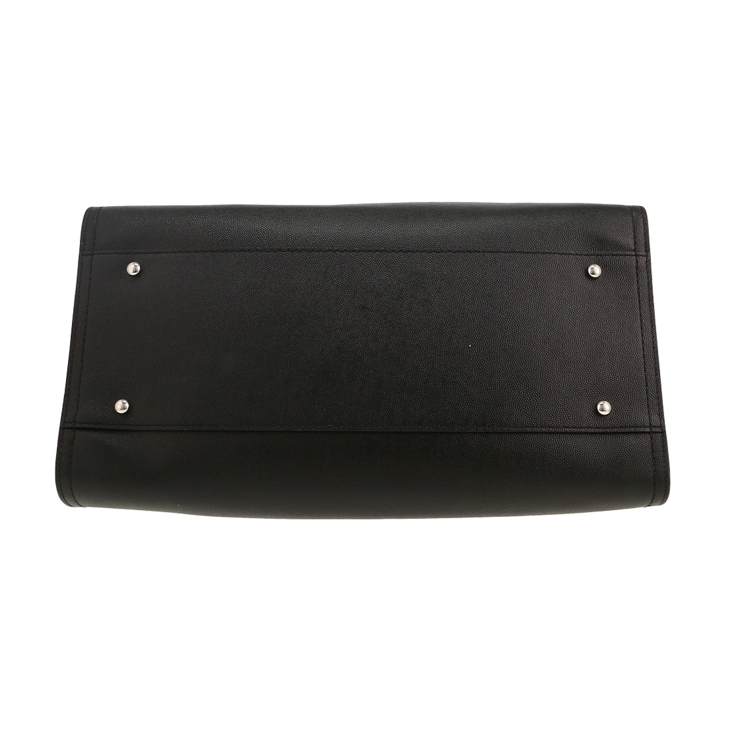 Chanel  Deauville shopping bag  in black grained leather - Detail D1