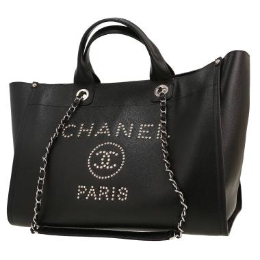 Shopping bag Chanel  Deauville in pelle martellata nera