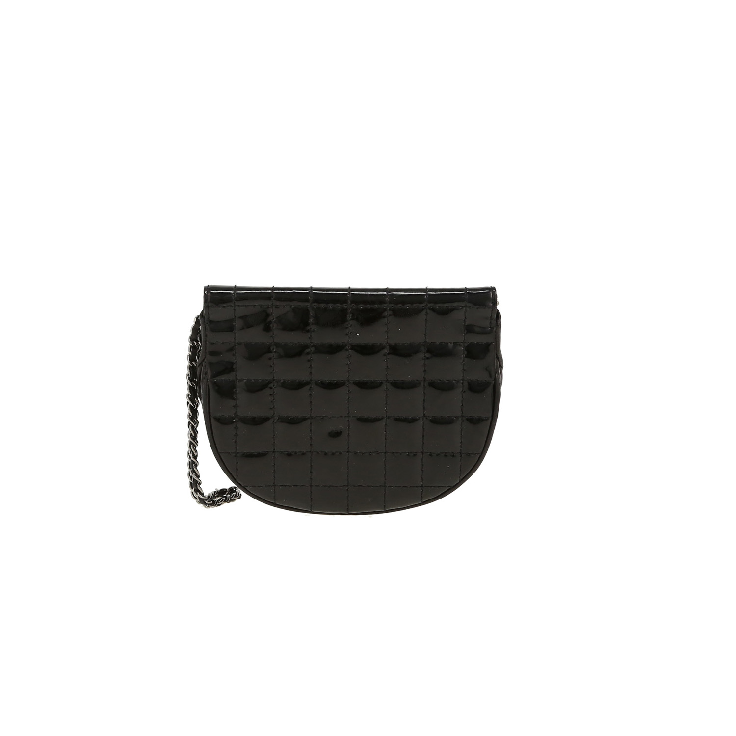 Chanel Editions Limitées clutch in black patent quilted leather and black leather - Detail D6