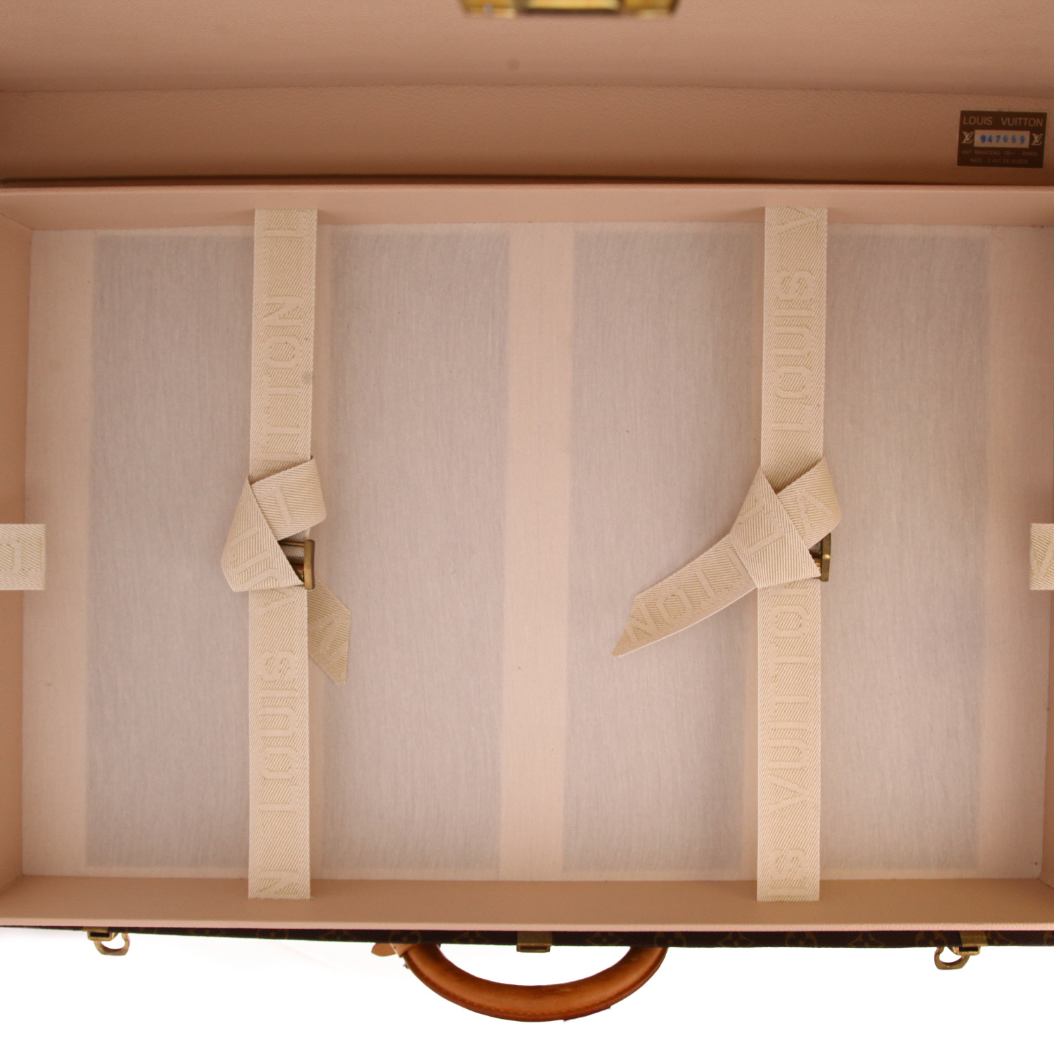 Louis Vuitton  Bisten 70 rigid suitcase  in brown monogram canvas  and brown leather - Detail D3