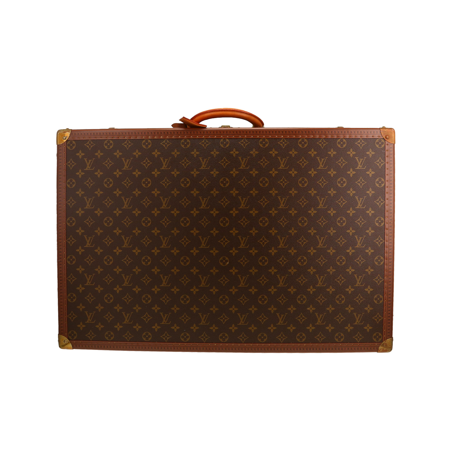 Louis Vuitton  Bisten 70 rigid suitcase  in brown monogram canvas  and brown leather - Detail D5