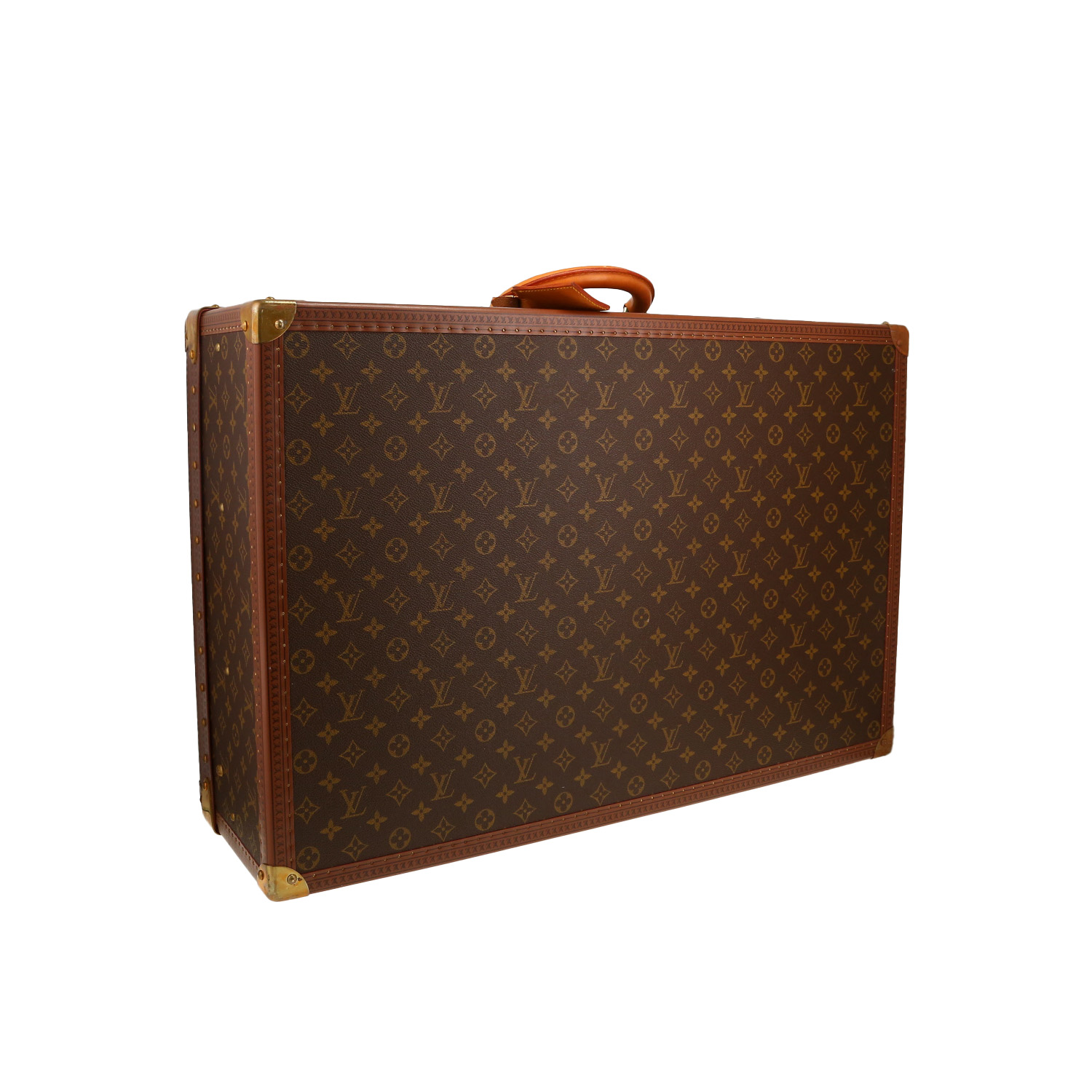Valise rigide Louis Vuitton  Bisten 70 en toile monogram marron et cuir marron - Detail D7