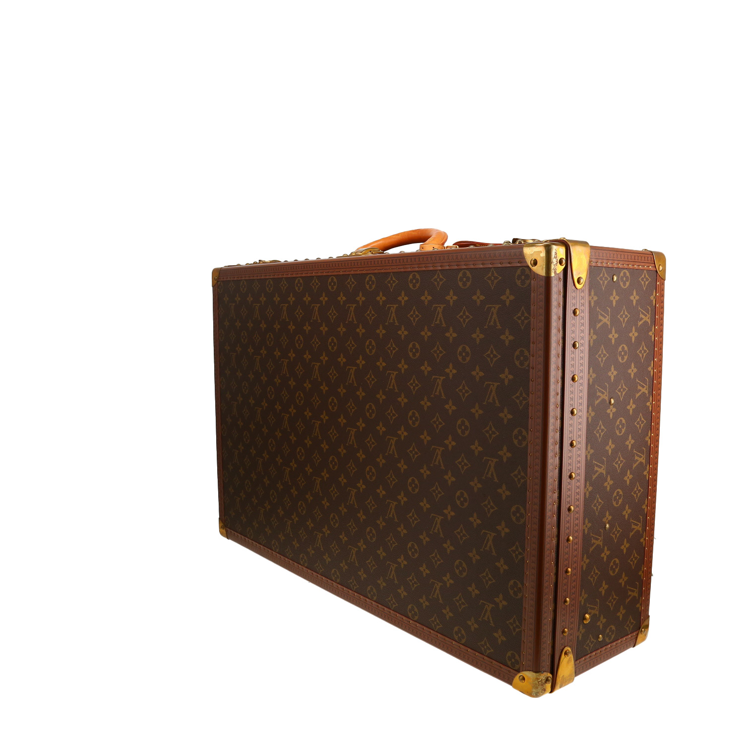 Maleta rígida Louis Vuitton  Bisten 70 en lona Monogram marrón y cuero marrón - Detail D9