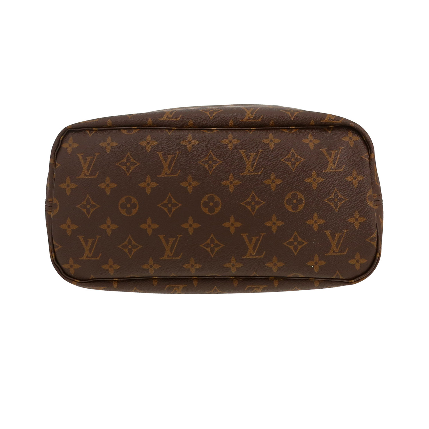 Shopping bag Louis Vuitton  Neverfull modello medio  in tela monogram cerata marrone e pelle naturale - Detail D1