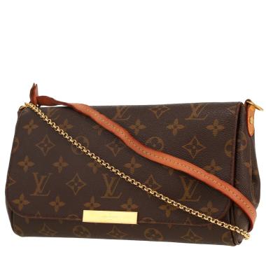 Borsa a tracolla Louis Vuitton  Favorite in tela monogram cerata marrone e pelle naturale