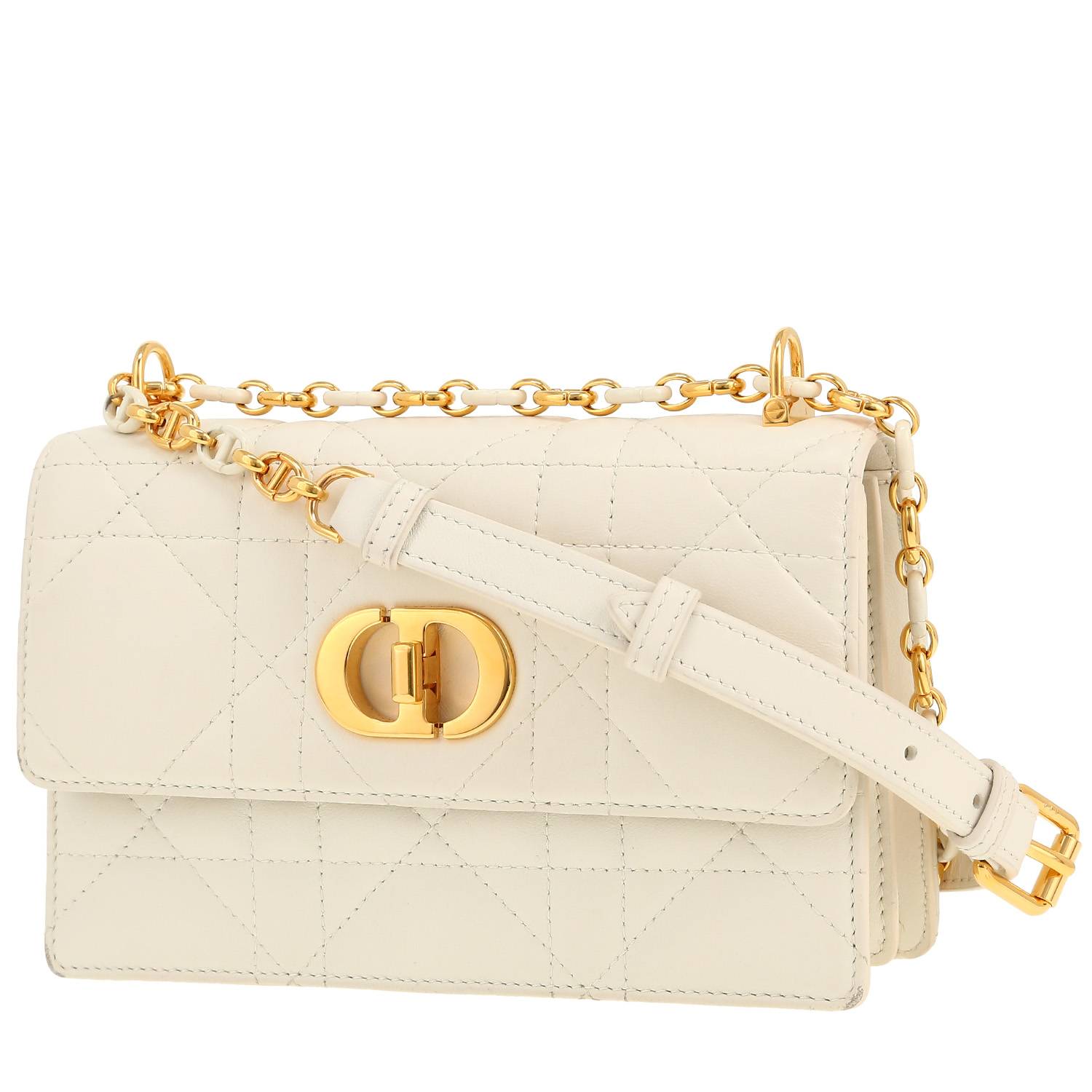 Borsa a tracolla Dior  Miss Caro mini  in pelle cannage bianca