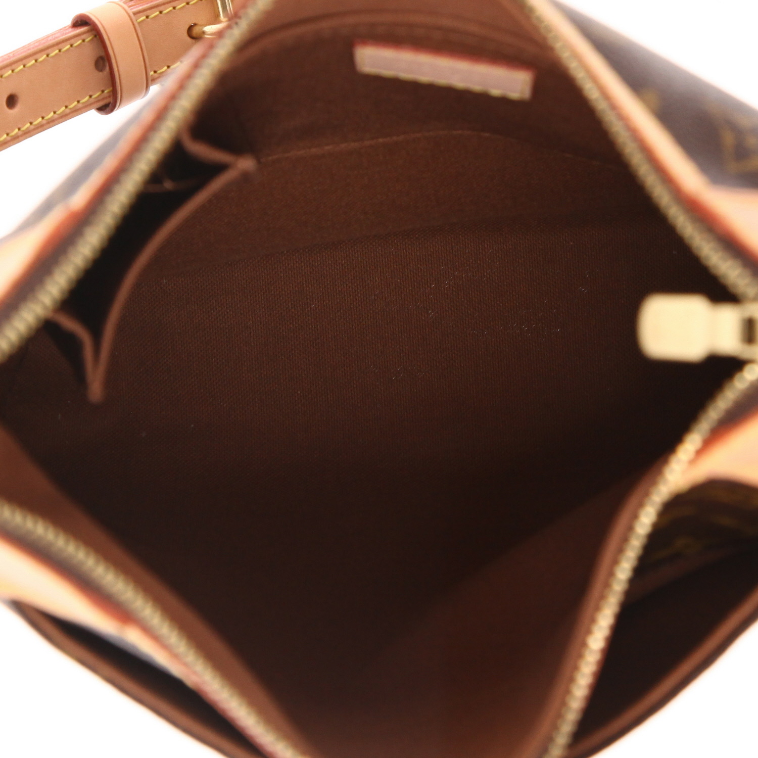 Borsa a tracolla Louis Vuitton  Odeon in tela monogram marrone e pelle naturale - Detail D3