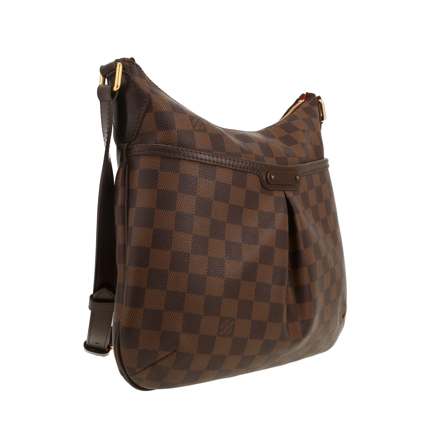 Bolso bandolera Louis Vuitton  Bloomsbury en lona a cuadros ébano y cuero esmaltado marrón - Detail D4