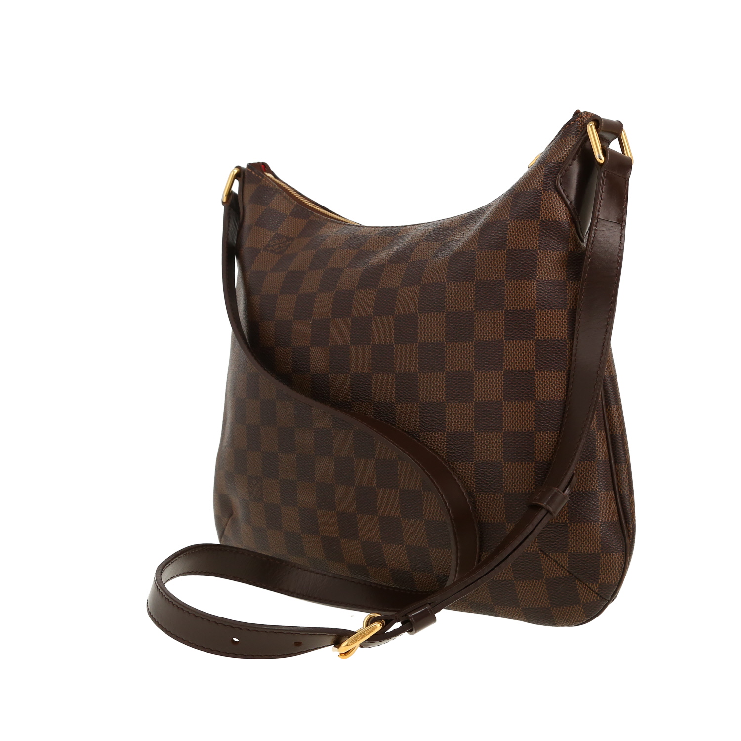 Borsa a tracolla Louis Vuitton  Bloomsbury in tela a scacchi ebana e pelle lucida marrone - Detail D6