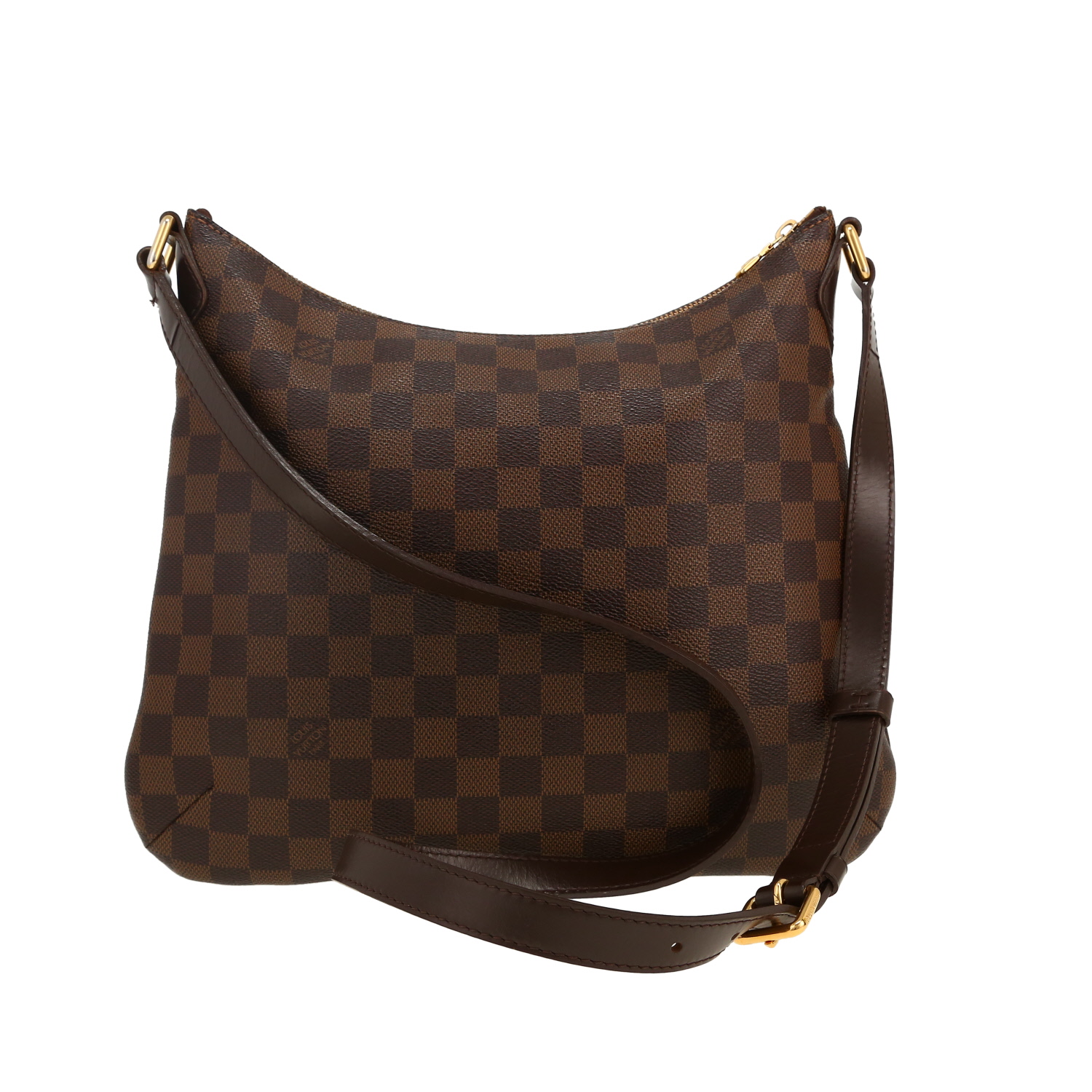 Bolso bandolera Louis Vuitton  Bloomsbury en lona a cuadros ébano y cuero esmaltado marrón - Detail D7