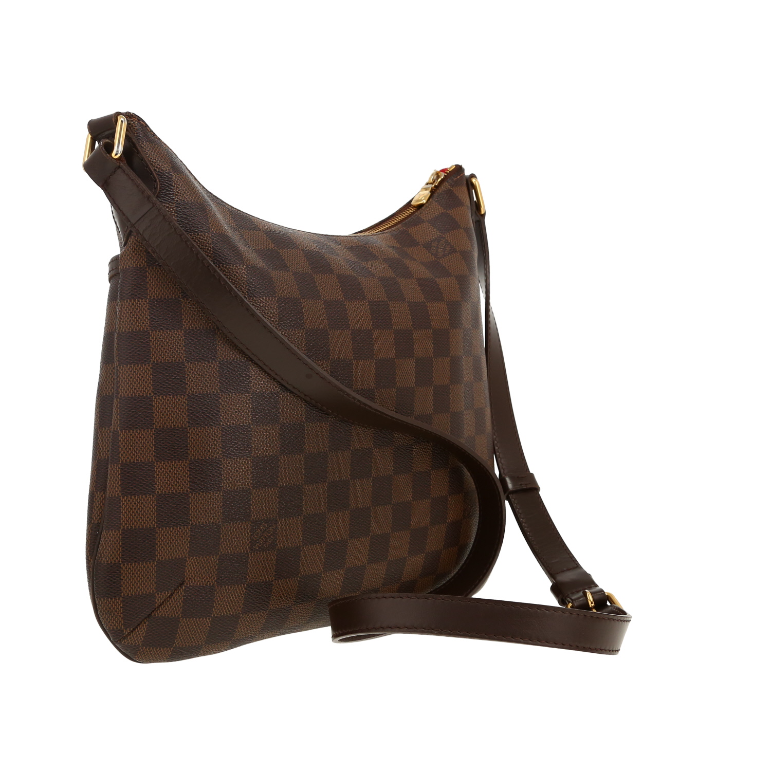 Borsa a tracolla Louis Vuitton  Bloomsbury in tela a scacchi ebana e pelle lucida marrone - Detail D8