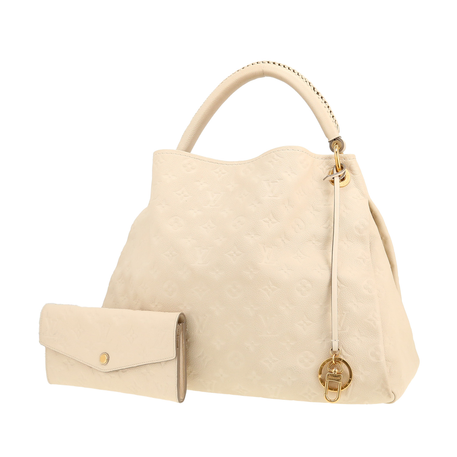 Bolso de mano Louis Vuitton  Artsy en cuero monogram huella color crema - Detail D4