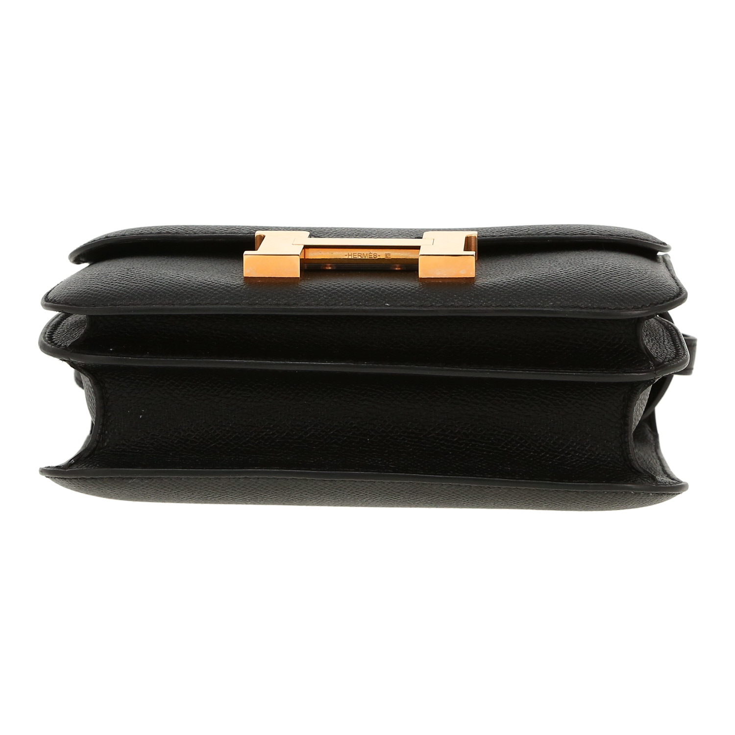 Hermès  Constance mini  shoulder bag  in black epsom leather - Detail D1