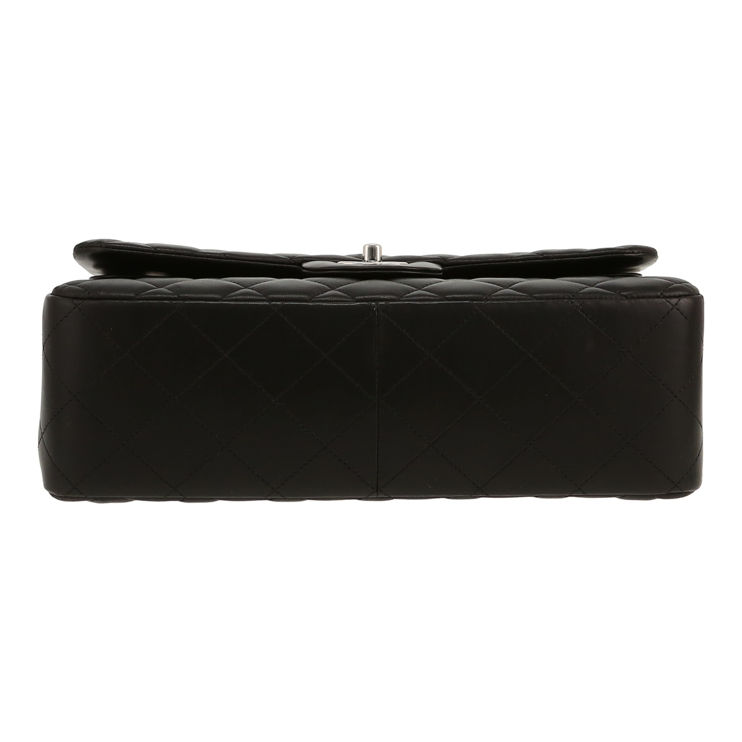 Chanel  Timeless Jumbo shoulder bag  in black quilted leather - Detail D1