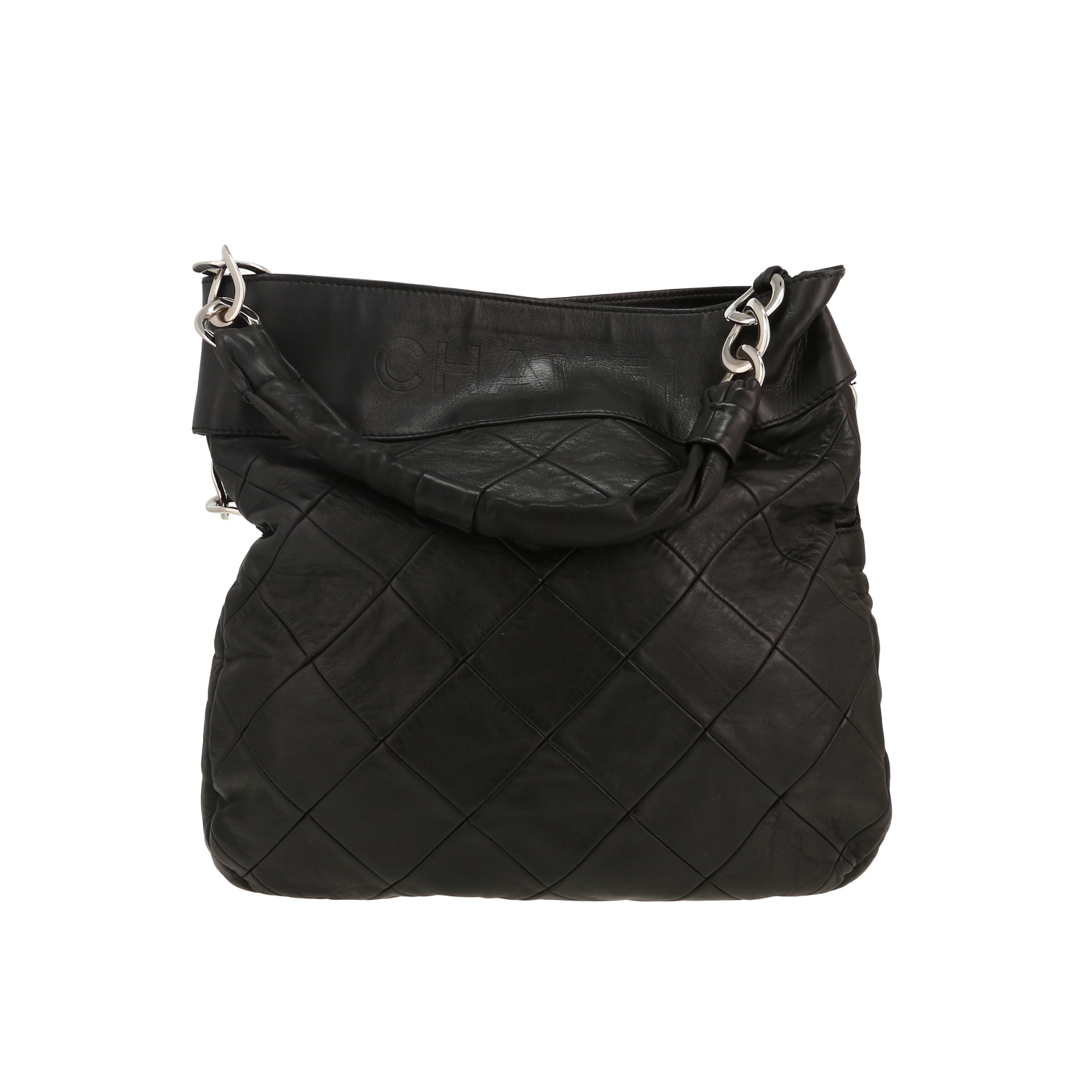Bolso de mano Chanel en cuero acolchado negro - Detail D4