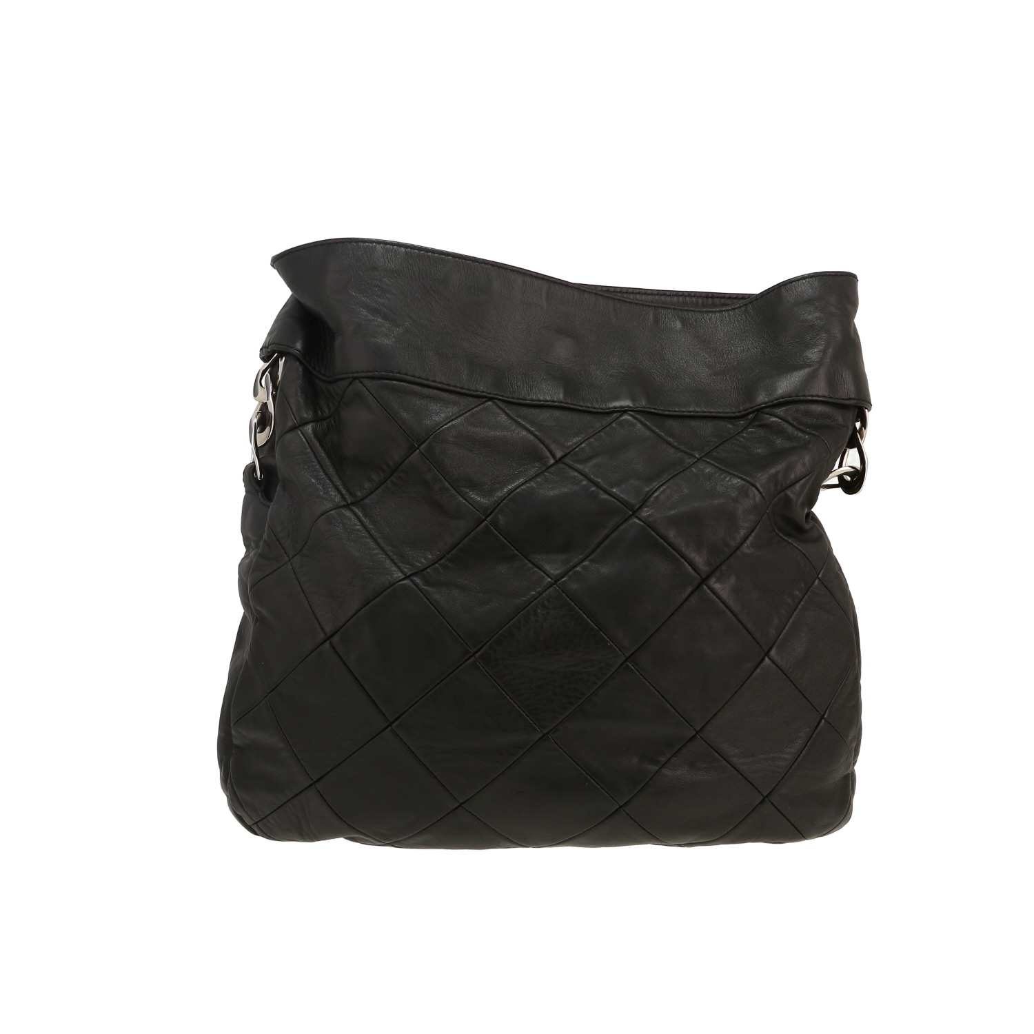 Bolso de mano Chanel en cuero acolchado negro - Detail D6