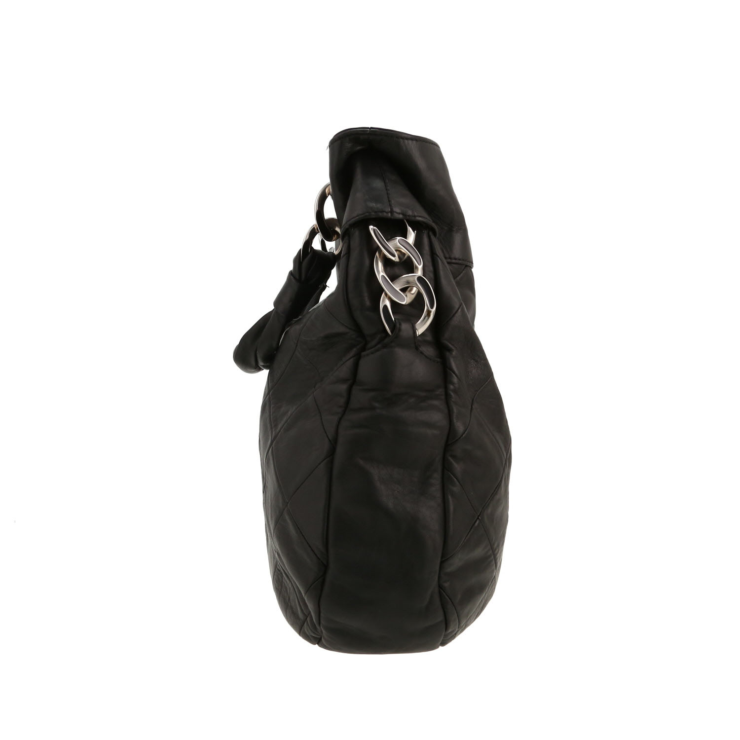 Bolso de mano Chanel en cuero acolchado negro - Detail D7