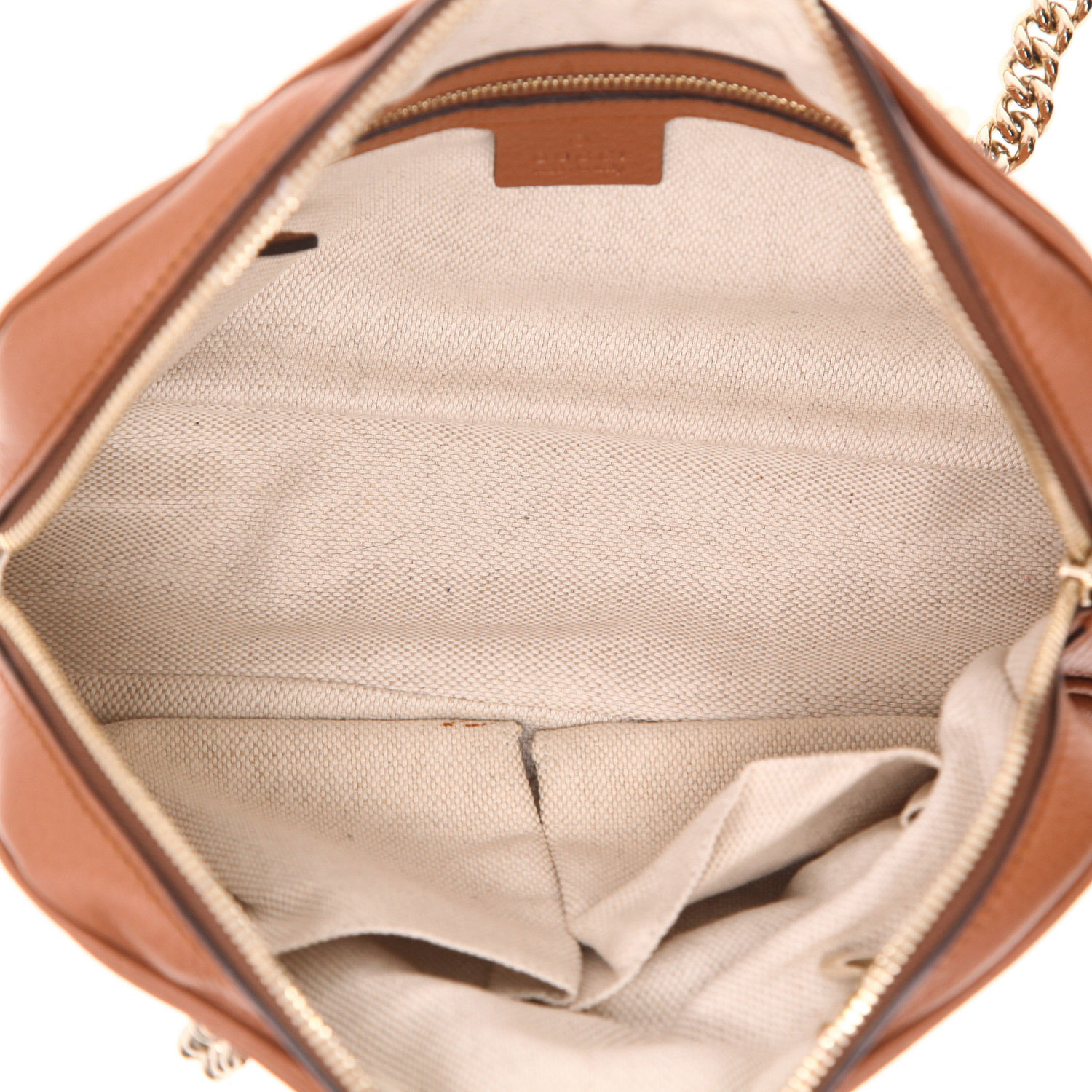Gucci  Soho handbag  in brown grained leather - Detail D3