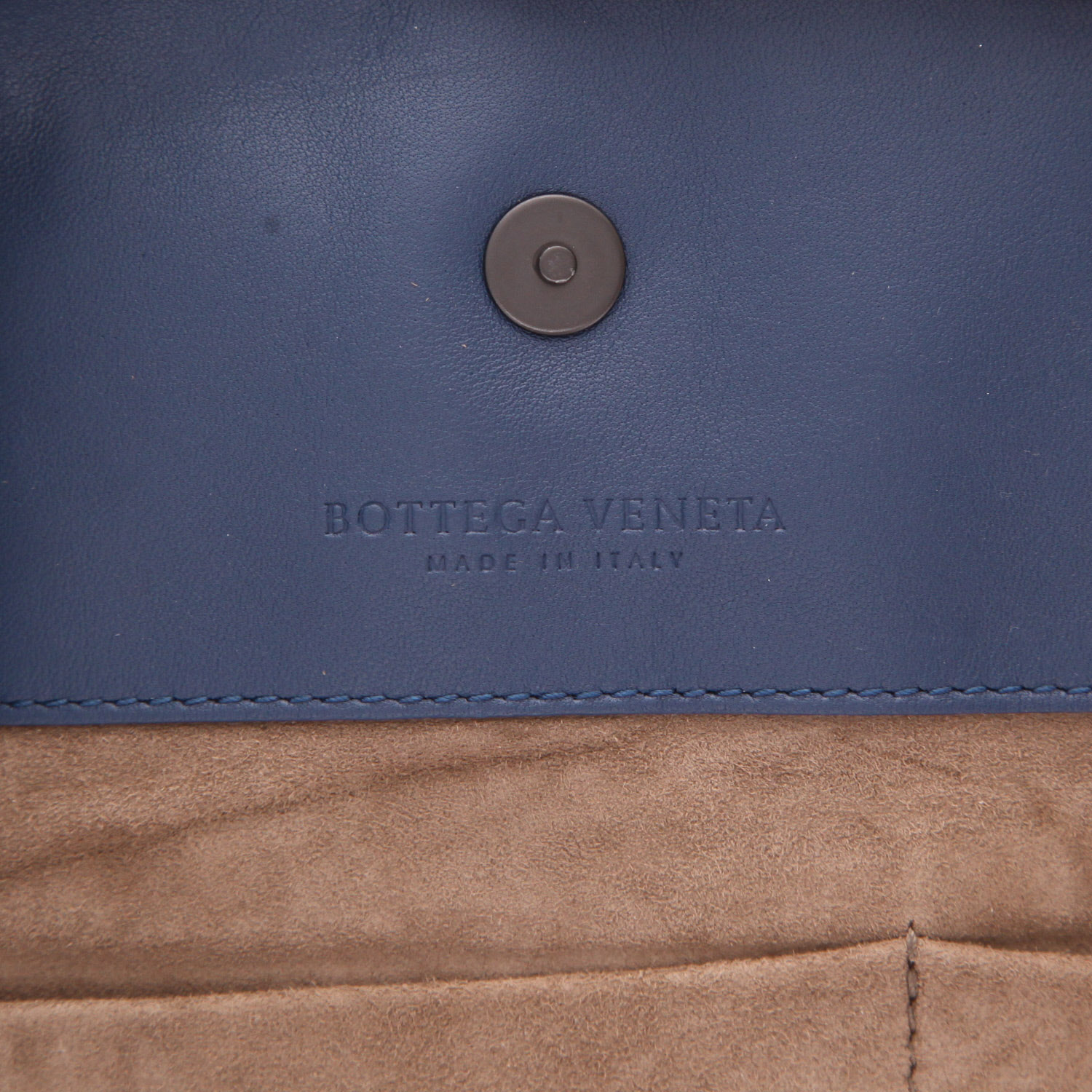 Bottega Veneta   shopping bag  in blue intrecciato leather - Detail D2