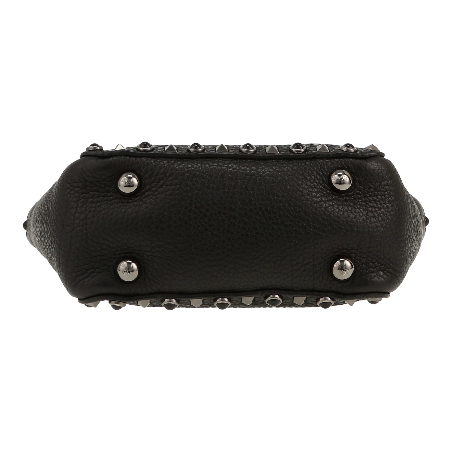 Borsa Valentino Garavani  Rockstud modello piccolo  in pelle martellata nera - Detail D1