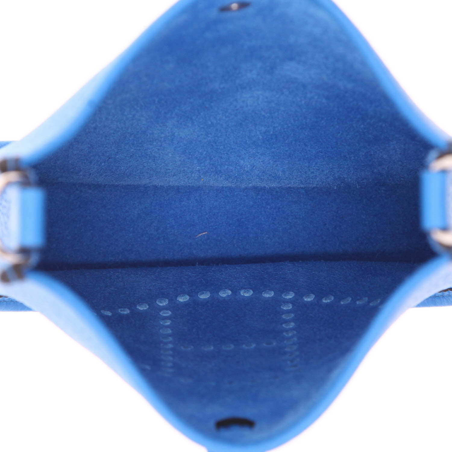 Hermès  Mini Evelyne shoulder bag  in Bleu Hydra leather taurillon clémence - Detail D3