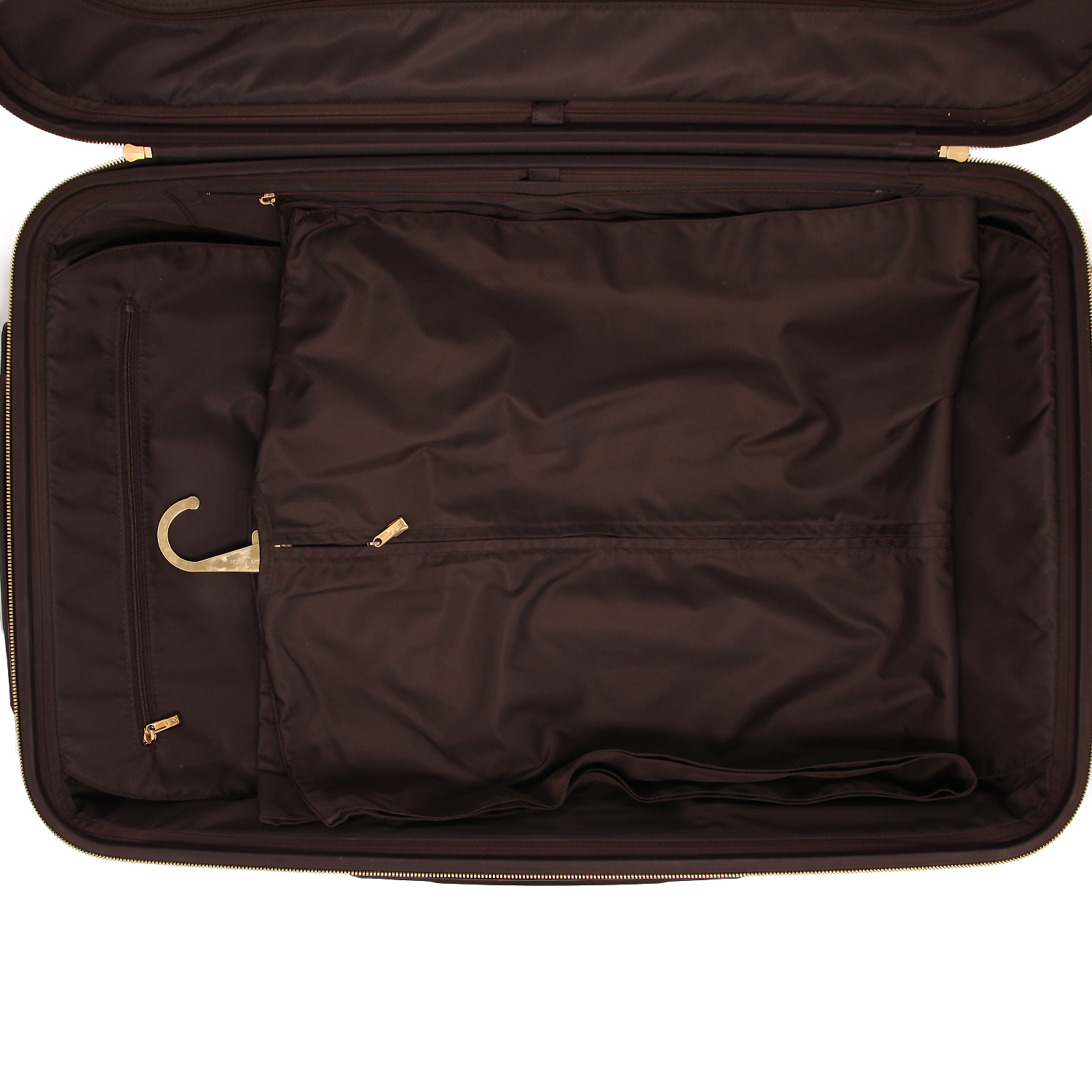 Louis Vuitton  Pegase rigid suitcase  in ebene damier canvas  and brown leather - Detail D3
