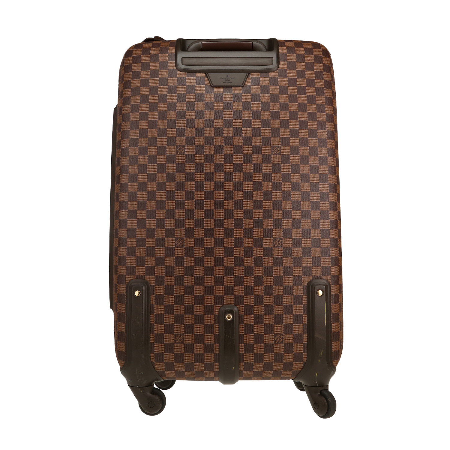 Louis Vuitton  Pegase rigid suitcase  in ebene damier canvas  and brown leather - Detail D8