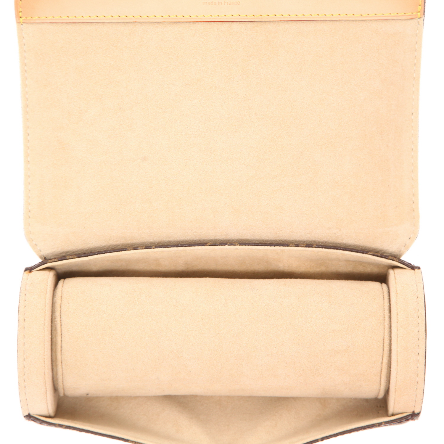 Louis Vuitton  Étui 3 montres pouch  in brown monogram canvas  and natural leather - Detail D3