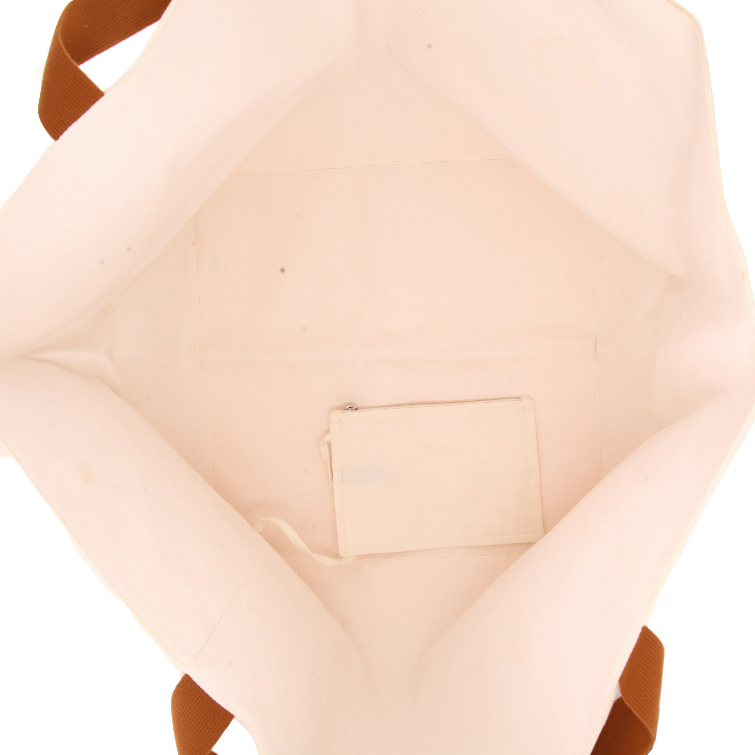 Hermès   large model  shopping bag  in ecru canvas - Detail D3