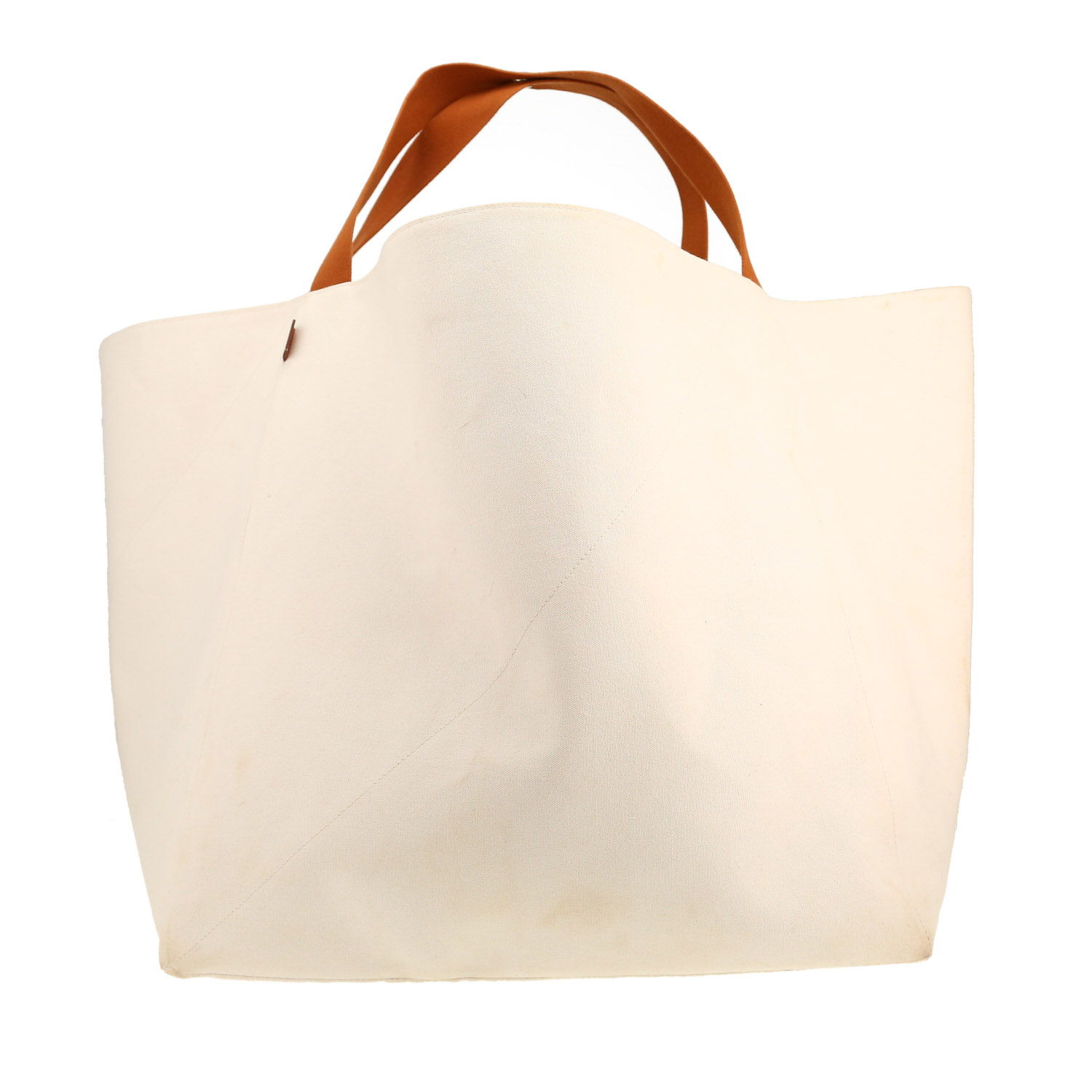 Hermès   large model  shopping bag  in ecru canvas - Detail D4