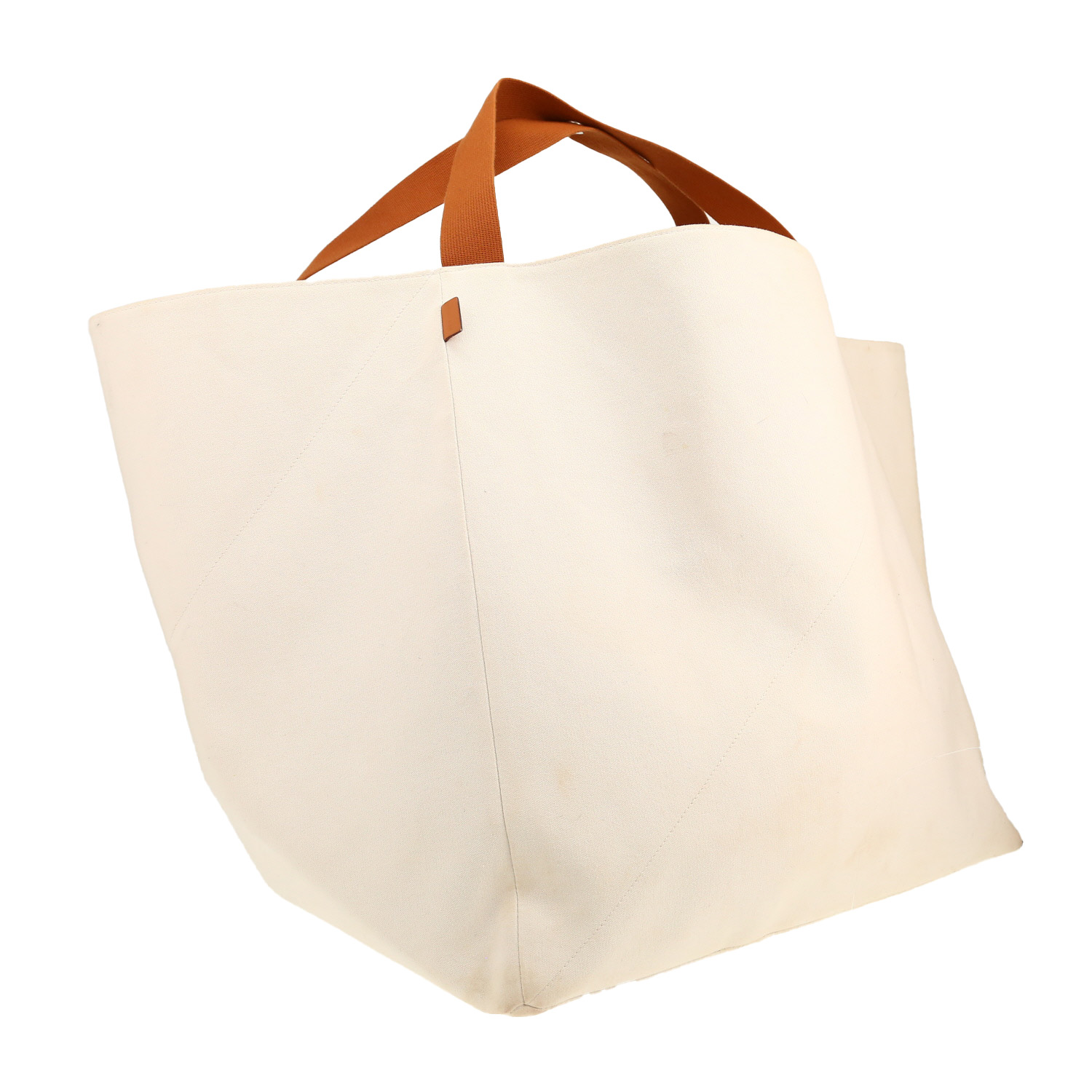 Sac cabas Hermès   grand modèle  en toile écrue - Detail D5