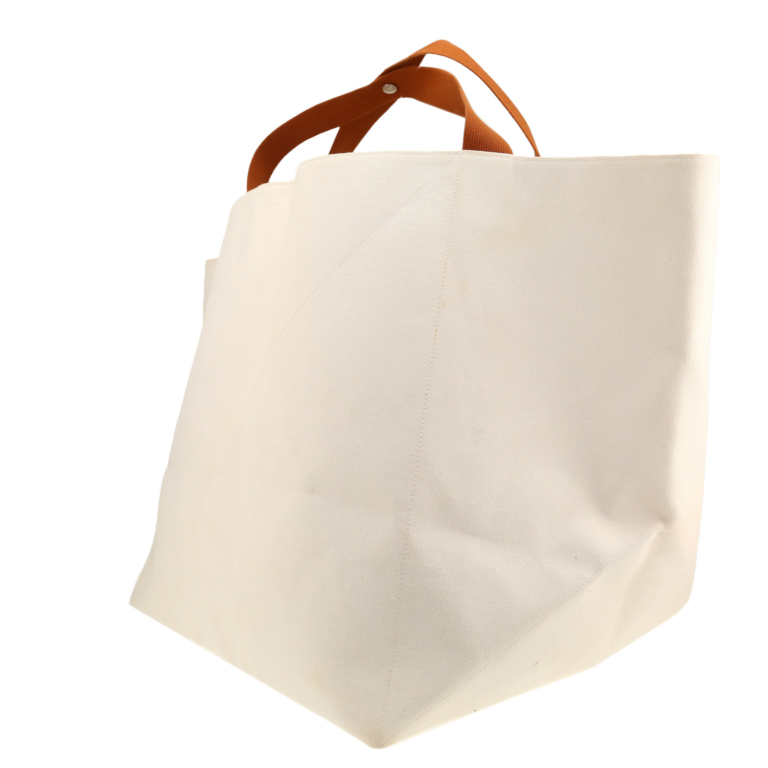 Hermès   large model  shopping bag  in ecru canvas - Detail D6