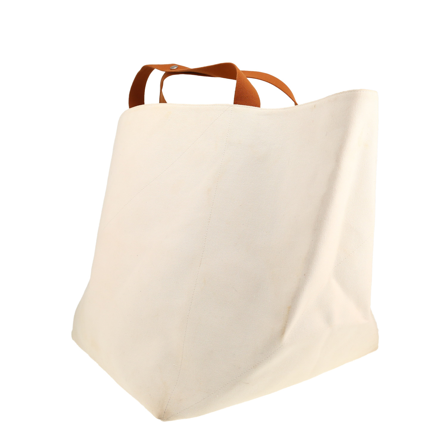 Sac cabas Hermès   grand modèle  en toile écrue - Detail D8