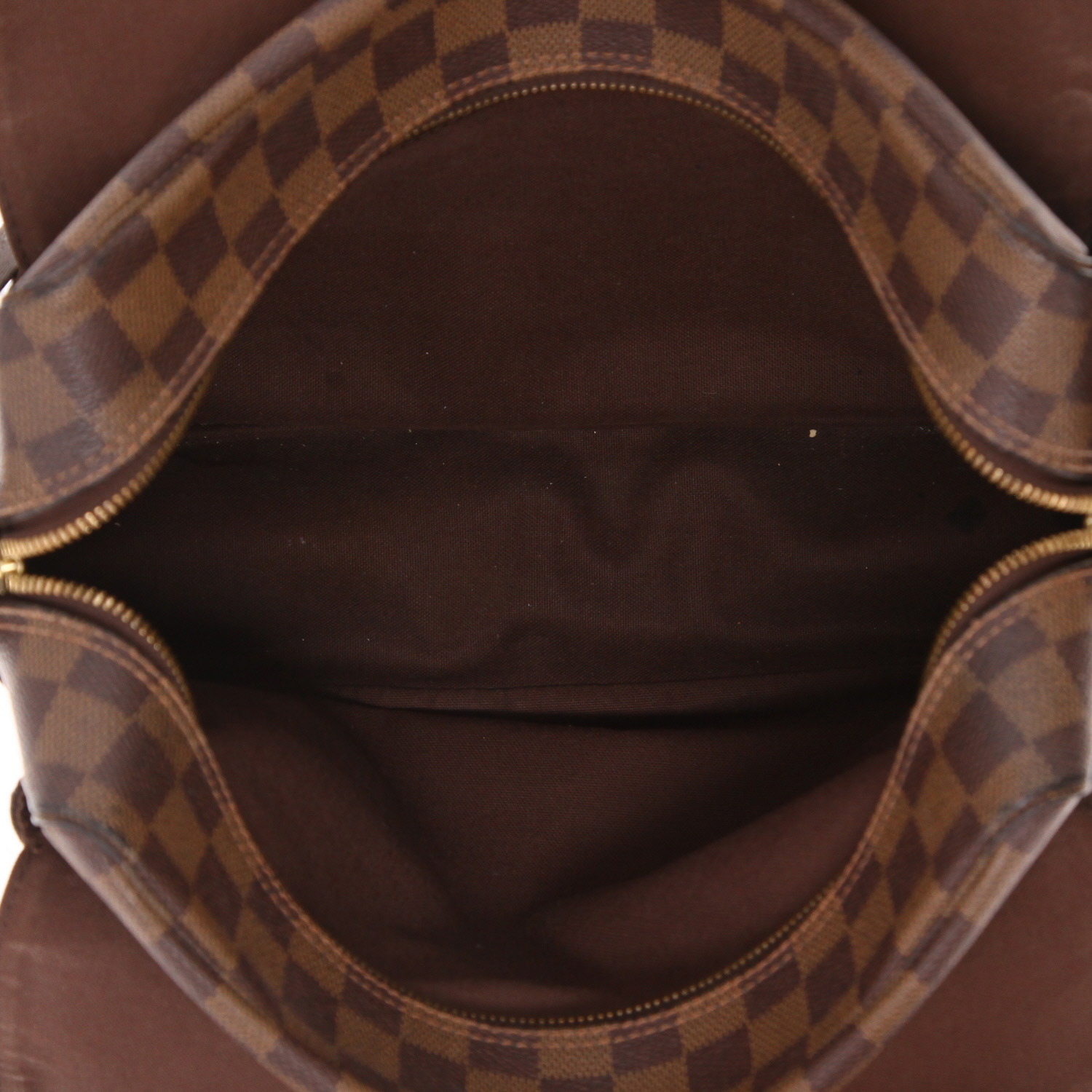 Louis Vuitton  Naviglio shoulder bag  in ebene damier canvas  and brown leather - Detail D3