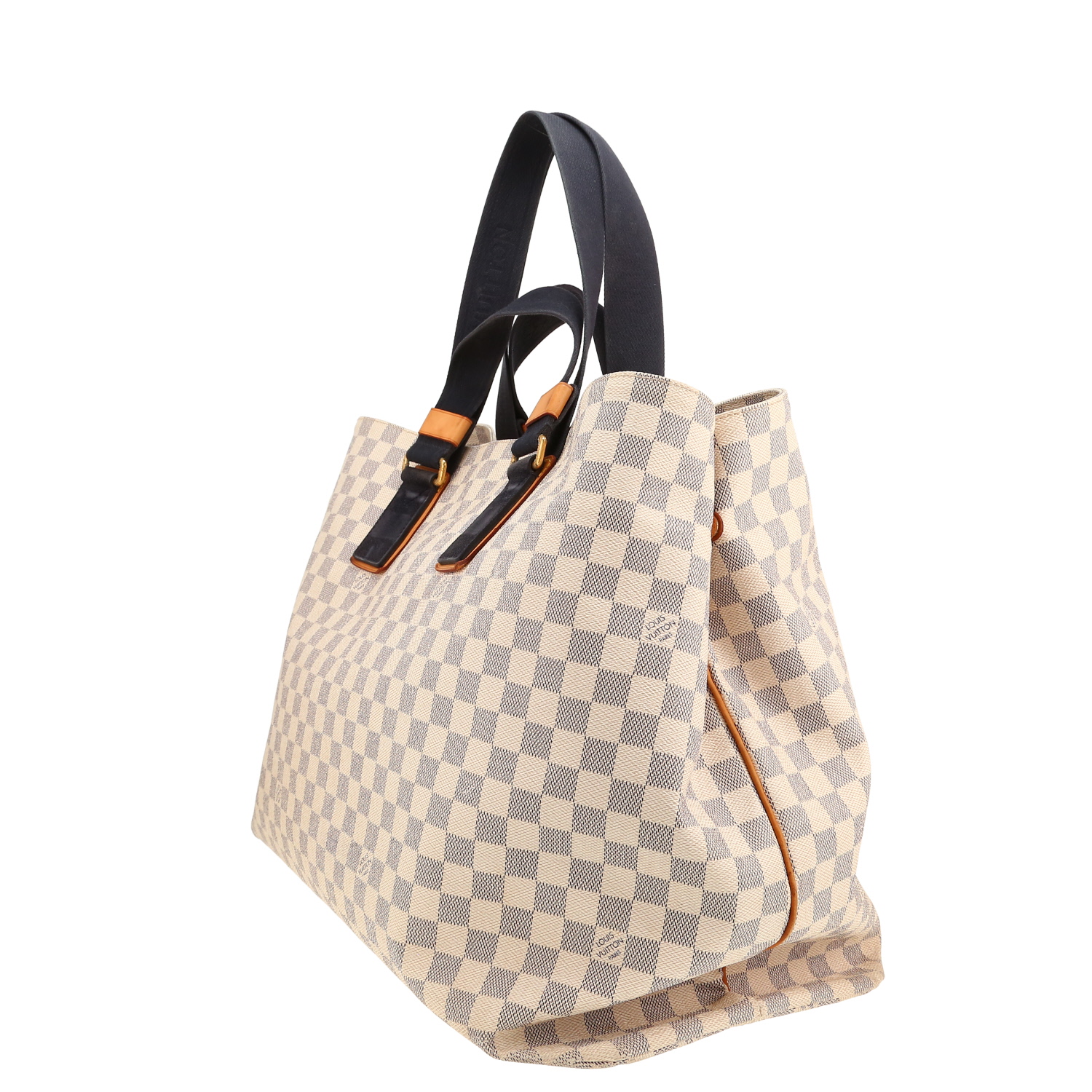 Bolso Cabás Louis Vuitton   modelo grande  en lona a cuadros azul celeste - Detail D6