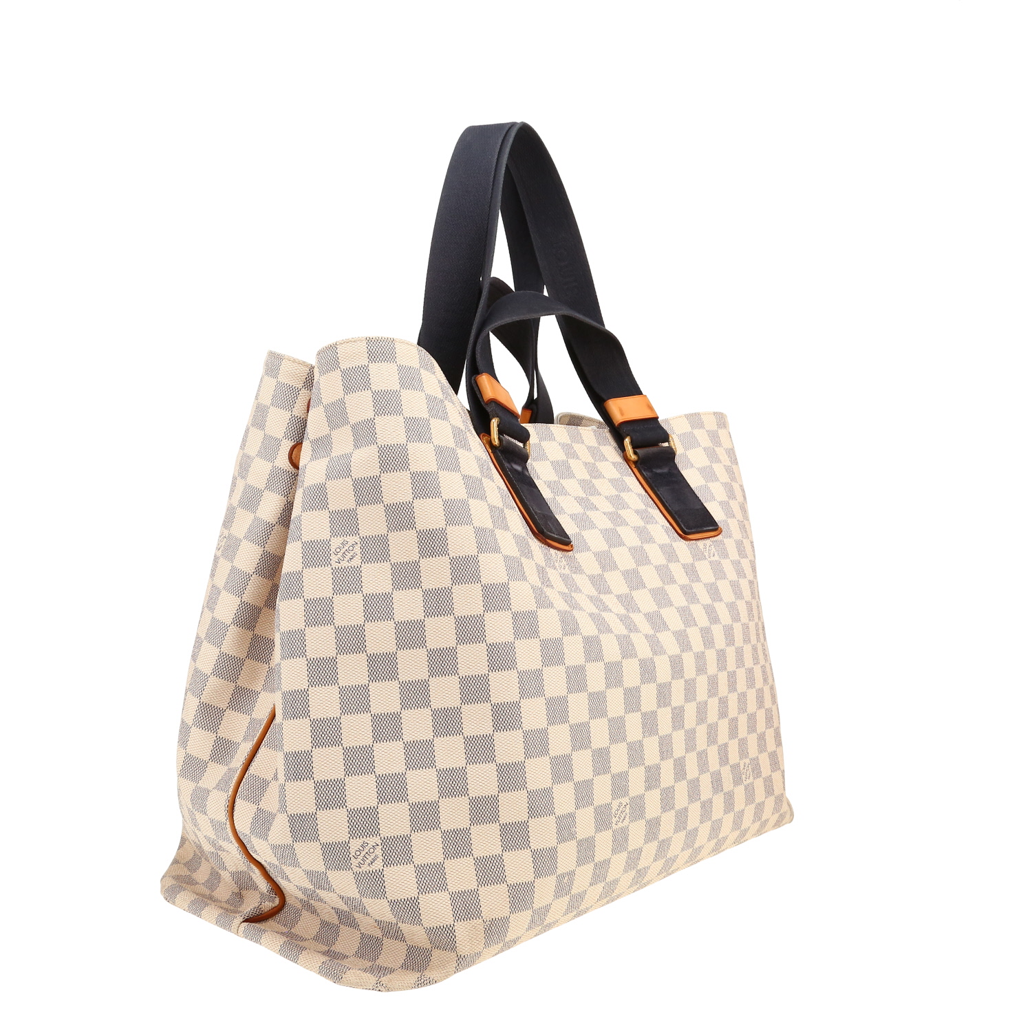 Shopping bag Louis Vuitton   modello grande  in tela a scacchi azzurro - Detail D8