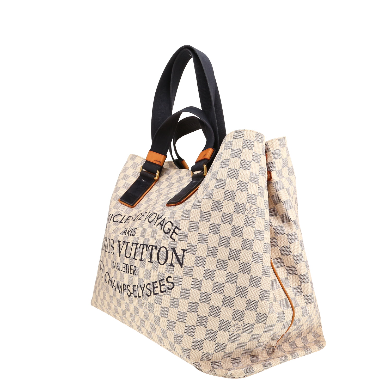 Sac cabas Louis Vuitton   grand modèle  en toile damier azur - Detail D9