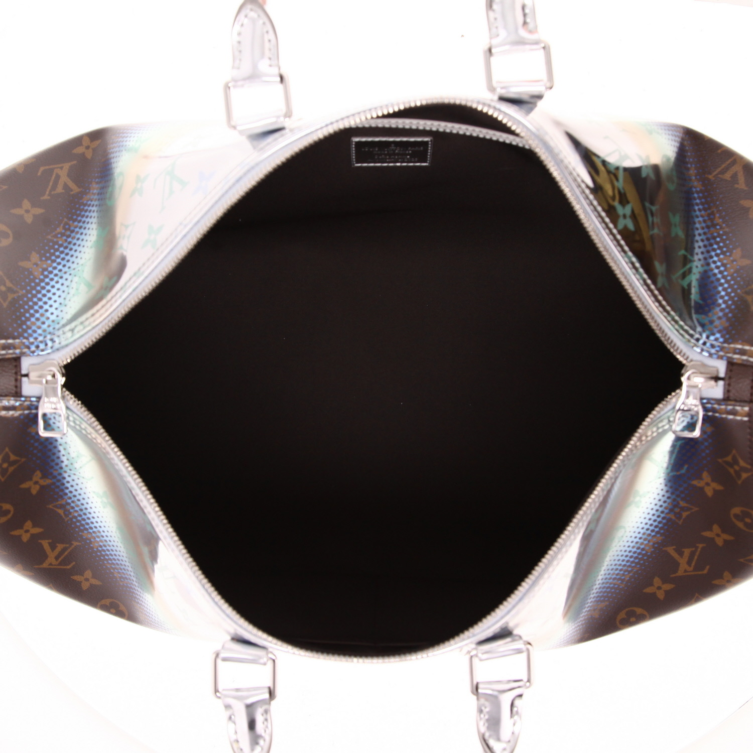Borsa da viaggio Louis Vuitton  Keepall Editions Limitées in tela monogram marrone e argentata - Detail D3
