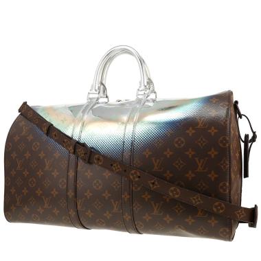 Sac de voyage Louis Vuitton  Keepall Editions Limitées en toile monogram marron et argentée