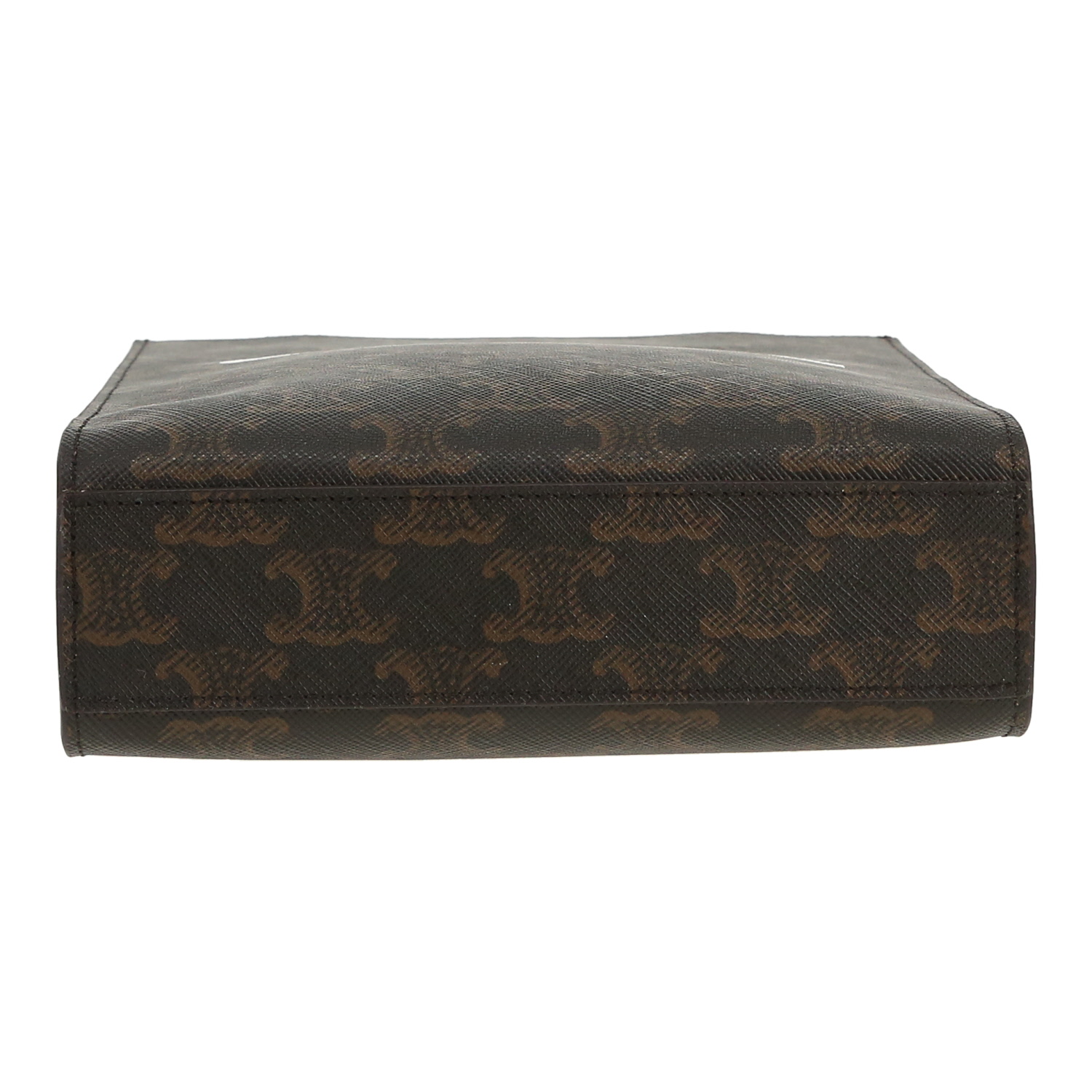 Sac bandoulière Celine  Vertical en toile Triomphe marron et cuir marron - Detail D1