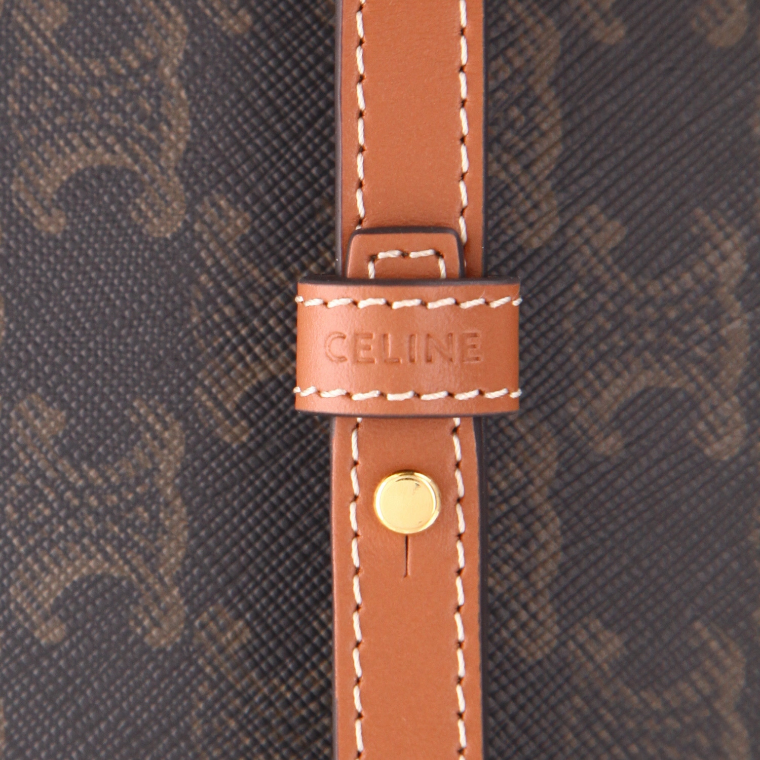 Bolso bandolera Celine  Vertical en tejido "Triomphe" marrón y cuero marrón - Detail D2