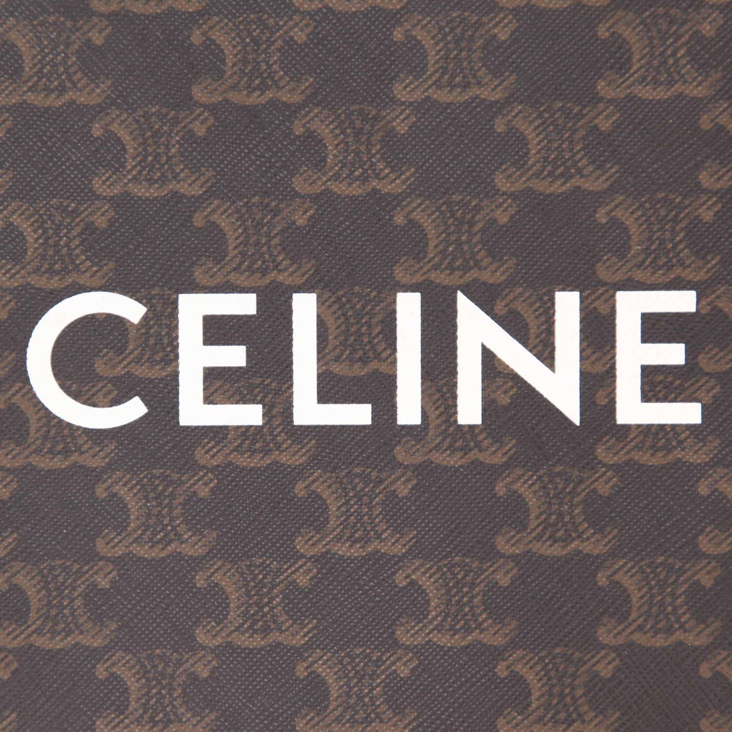 Celine  Vertical shoulder bag  in brown "Triomphe" canvas  and brown leather - Detail D2