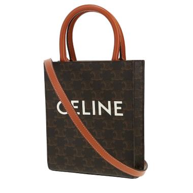 Borsa a tracolla Celine  Vertical in tela "Triomphe" marrone e pelle marrone
