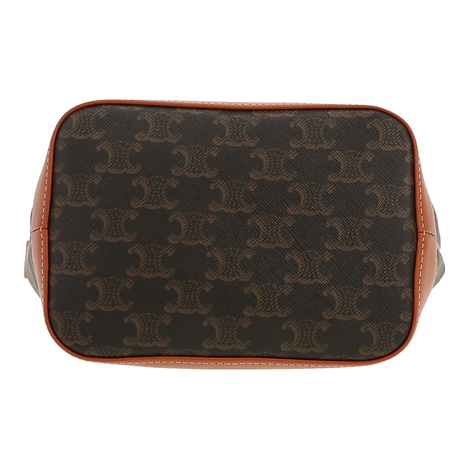 Celine  Seau shoulder bag  in brown "Triomphe" canvas  and brown leather - Detail D1