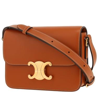 Sac bandoulière Celine  Triomphe Teen en cuir Tan