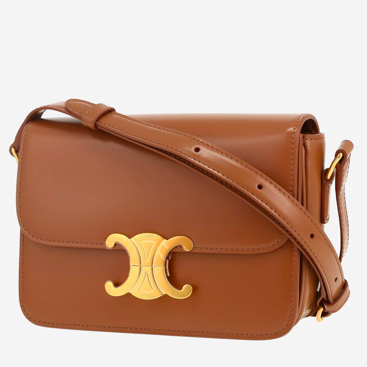 Celine  Triomphe Teen shoulder bag  in brown leather