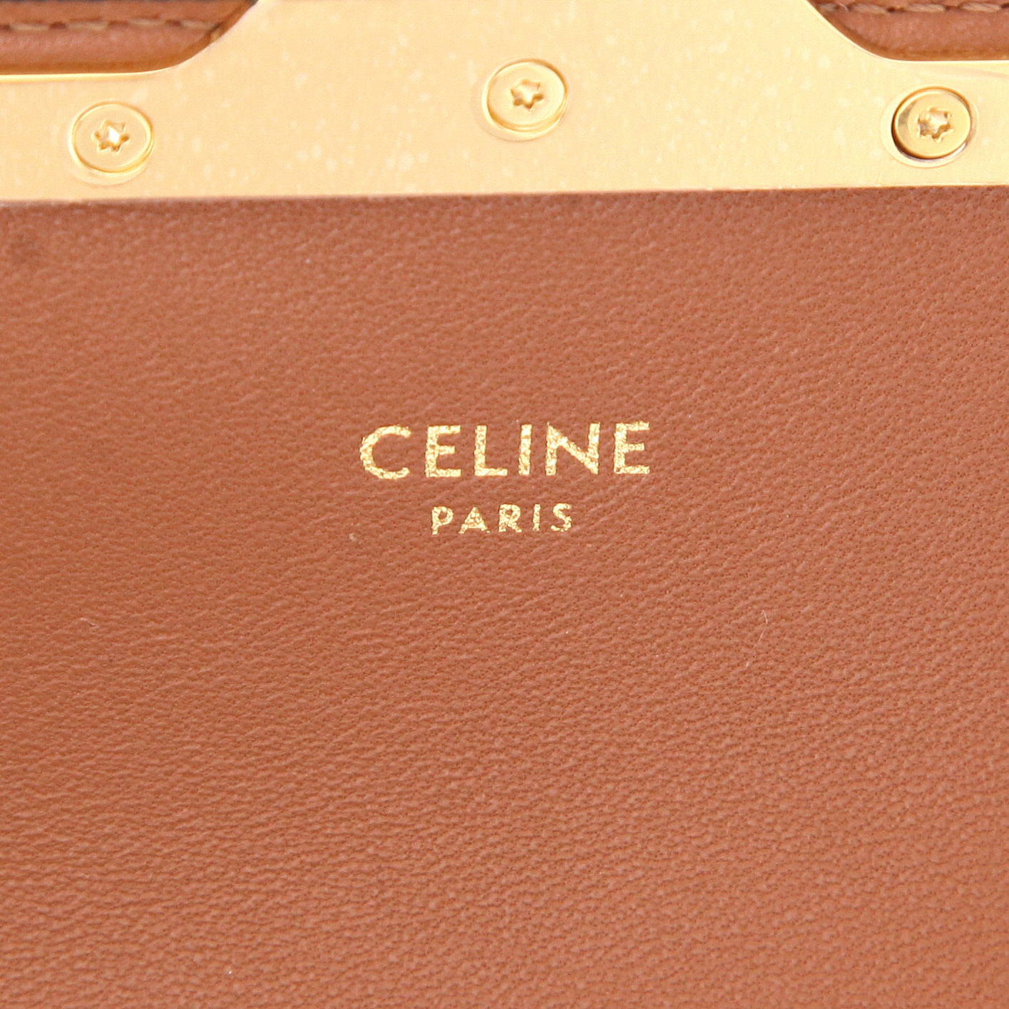 Celine  Claude handbag  in brown "Triomphe" canvas  and brown leather - Detail D2
