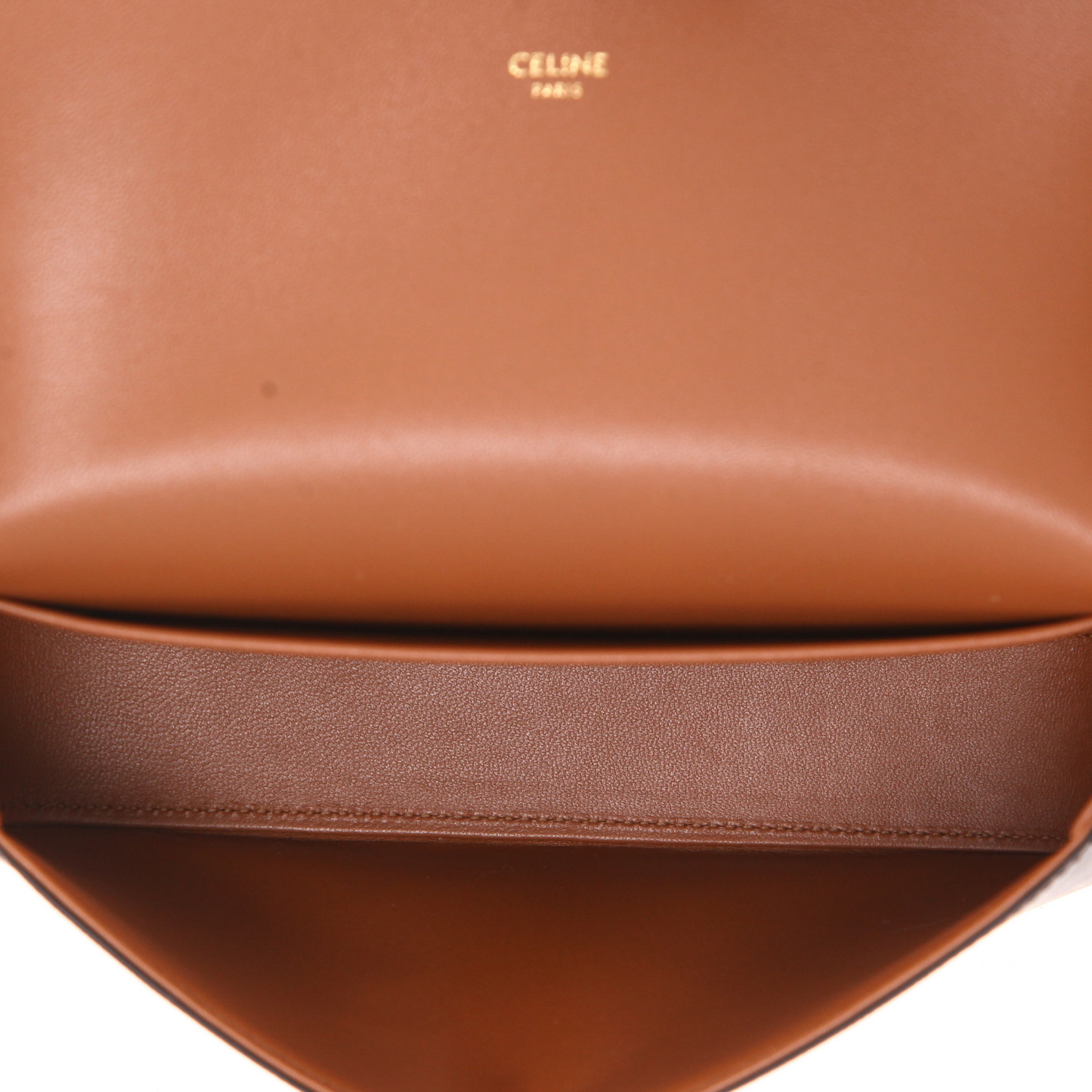 Celine  Claude handbag  in brown "Triomphe" canvas  and brown leather - Detail D3