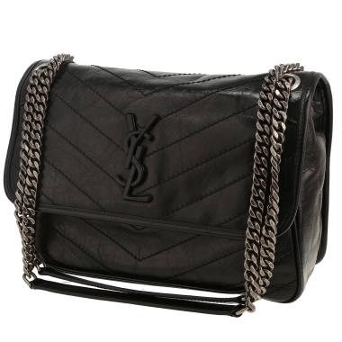 Bolso bandolera Saint Laurent  Niki modelo mediano  en cuero negro